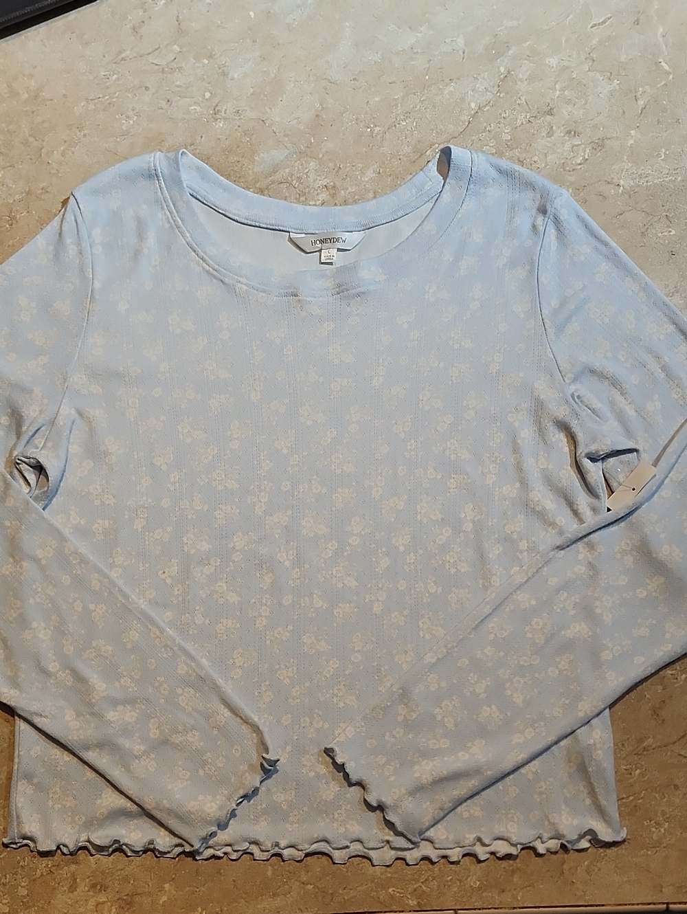 Honeydew Baby Blue Long Sleeve Pajama Top L